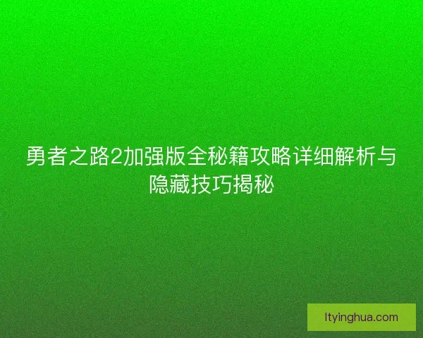 勇者之路2加强版全秘籍攻略详细解析与隐藏技巧揭秘