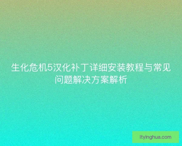 生化危机5汉化补丁详细安装教程与常见问题解决方案解析