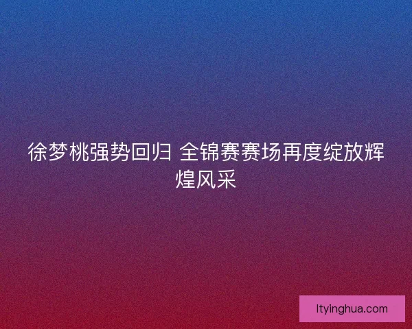 徐梦桃强势回归 全锦赛赛场再度绽放辉煌风采